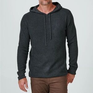7 Diamonds Mens Small Dark Grey Waffle Knit Pullover Hoodie Long Sleeve